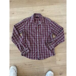 UNTUCKit Men's Small Long Sleeve Dress Shirt Non-Iron, Button Down Plaid